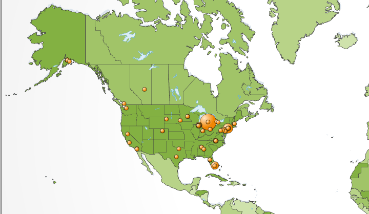 Membership Locations (Approximate)